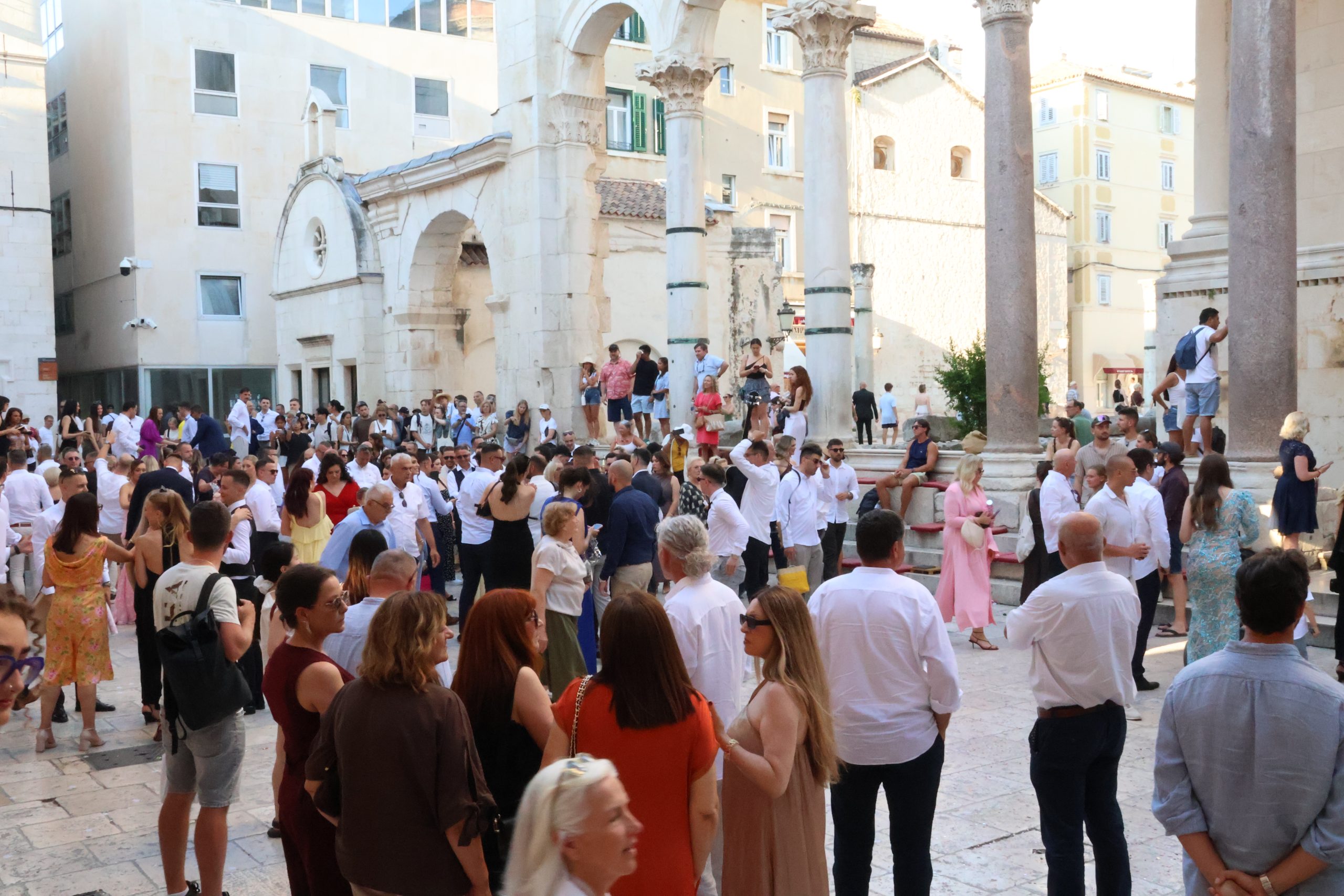 A wedding gathering inside Diocletian's Palace in Split.