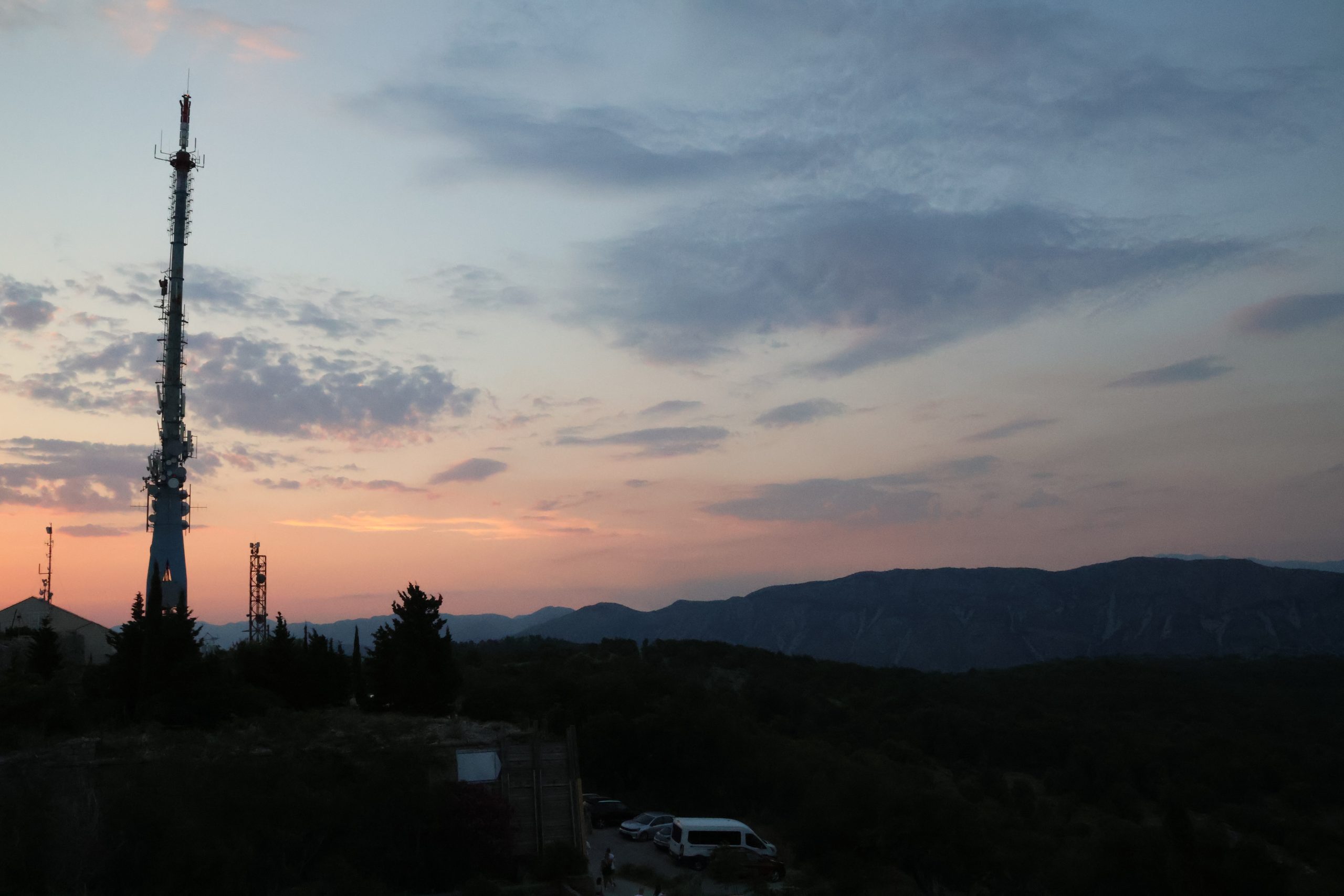 Mountains beyond Dubrovnik viewed from the upper cable car area.